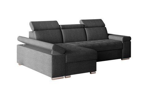 Ecksofa Toronto – Dunkelgrau – Ottomane links