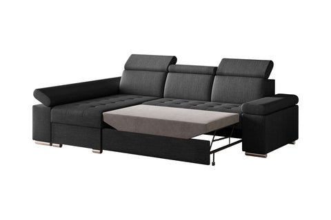 Ecksofa Toronto – Dunkelgrau – Ottomane links