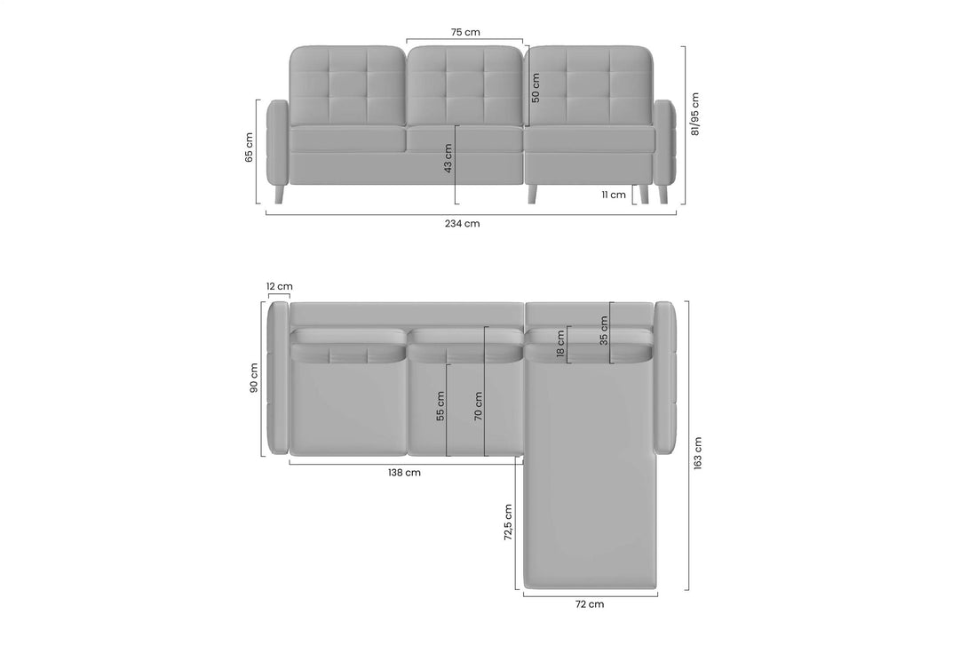 Ecksofa - Vanisa Mini - Funktionales Ecksofa mit Relaxfunktion. - ROYAL24_MARKT