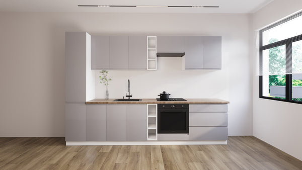 Küchenzeile K91-G320 - Aspen Grau - Platzsparend und stilvoll zugleich - ROYAL24_MARKT