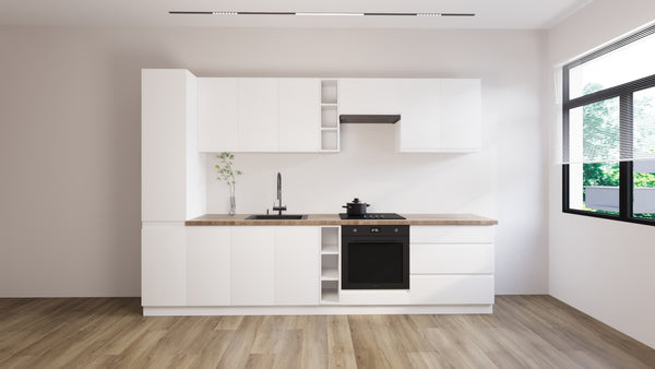 Küchenzeile K91-G320 - Aspen Weiß - Platzsparend und stilvoll zugleich - ROYAL24_MARKT