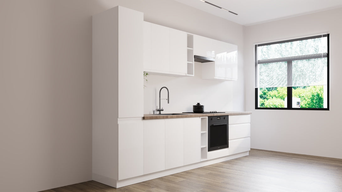 Küchenzeile K91-G320 - Aspen Weiß - Platzsparend und stilvoll zugleich - ROYAL24_MARKT