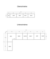 Velmora Winkelküche KÜ-AS-017 – 355 × 170 cm – Grau – Moderne Küche mit viel Stauraum