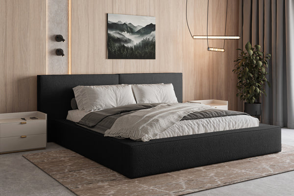 Polsterbett 06 Bouclé – Arena - Modernes Bett mit Bettkasten und Metall-Lattenrost