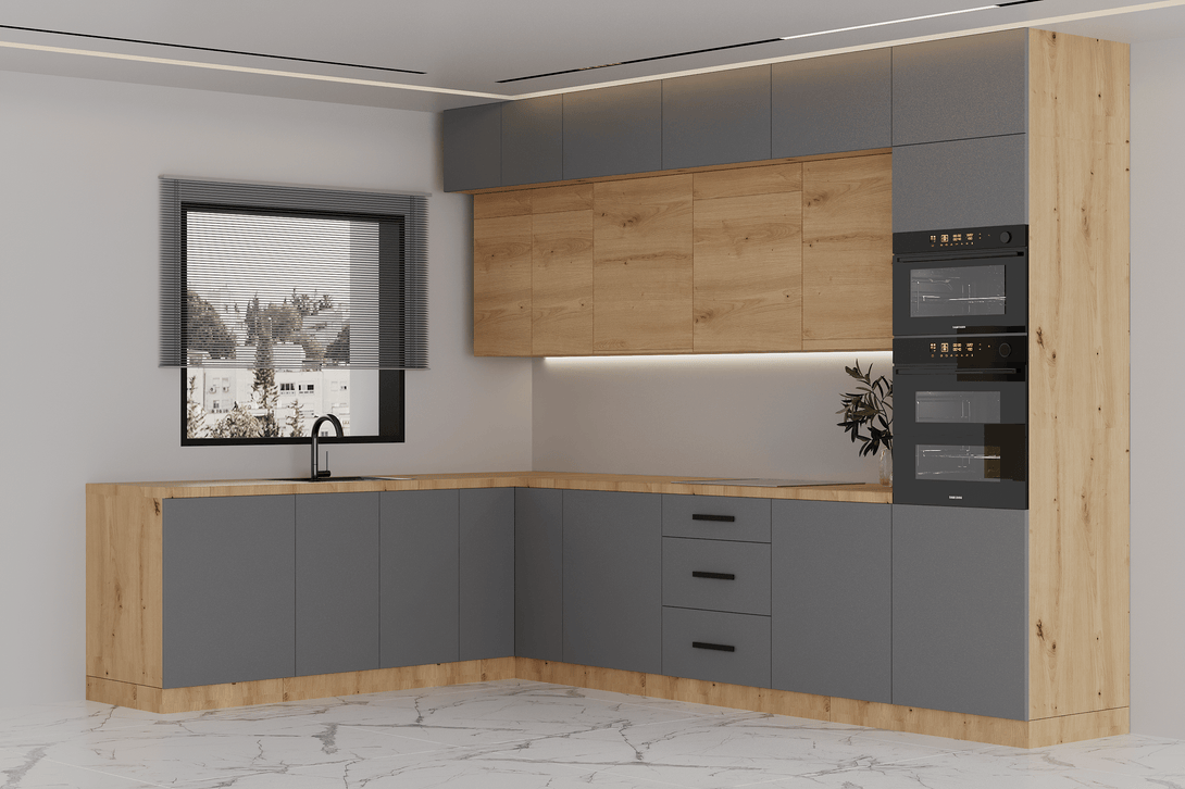 Winkelküche K105-G330 - Langen Beige Artisan - Praktisch durchdacht für Ihr Zuhause - ROYAL24_MARKT