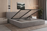 Polsterbett 06 Bouclé – Tresor - Bett mit Bettkasten, Metall-Lattenrost und modernem Design
