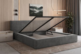 Polsterbett 06 Bouclé – Tresor - Bett mit Bettkasten, Metall-Lattenrost und modernem Design
