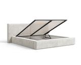 Polsterbett 06 Bouclé – Tresor - Bett mit Bettkasten, Metall-Lattenrost und modernem Design