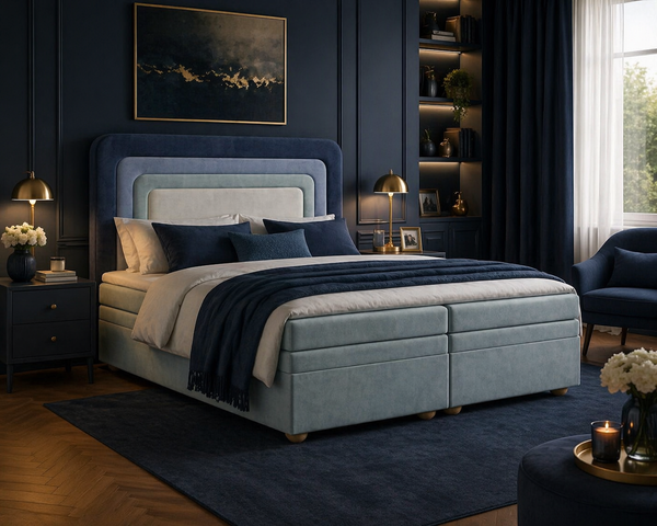 Boxbett - Bett 10 NEST - Riviera - Modernes Polsterbett mit Bettkasten