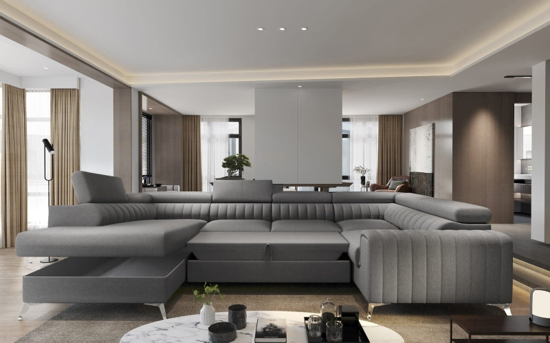 Ecksofa - LOUIS - Stromlinienförmiges Design mit verstellbaren Rückenlehnen.