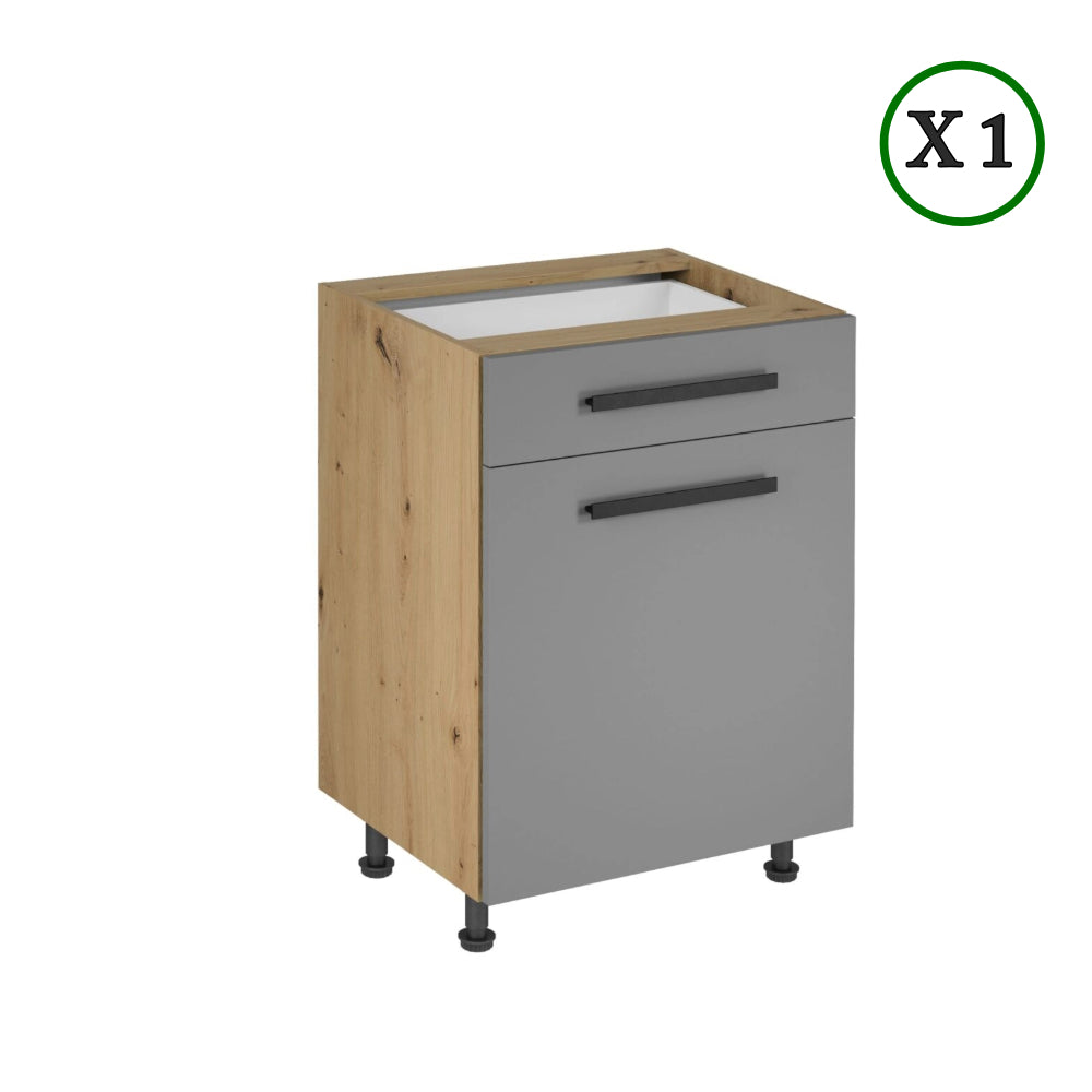 Küchenzeile - Langen - Artisan Eiche & Beige (Matt) - K15-G140 cm