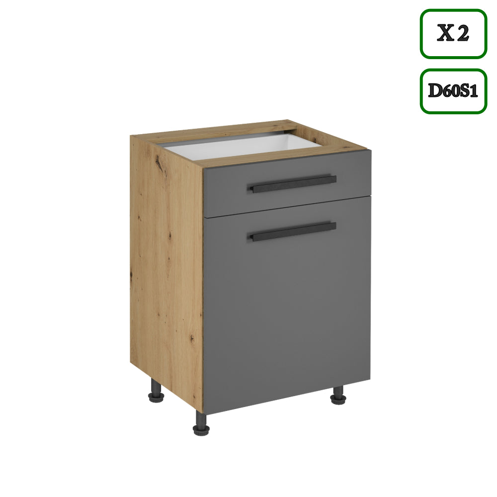 Küchenzeile - K106-G860 - Langen Grau - Design für höchste Ansprüche - ROYAL24_MARKT