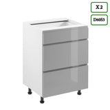 Küchenzeile K74-G440 - Aspen Grau - Strapazierfähig mit modernem Flair - ROYAL24_MARKT