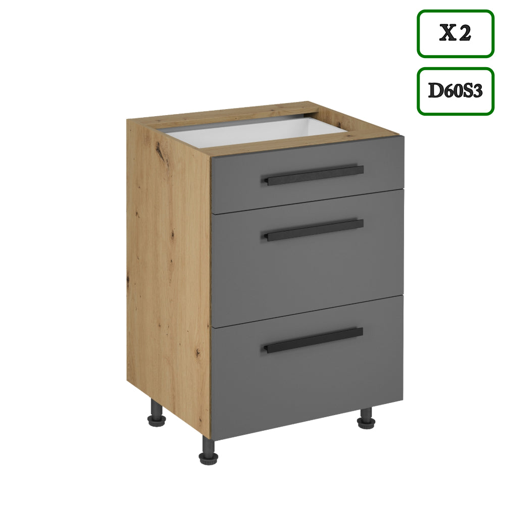 Küchenzeile K104-G360 - Langen Grau - Moderne Optik mit durchdachter Funktion - ROYAL24_MARKT