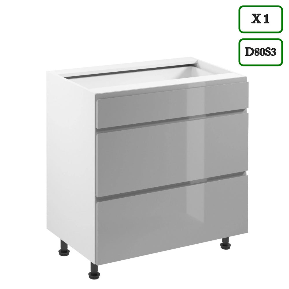 Küchenzeile - Aspen - Grau (Hochglanz) - K57-320 cm - ROYAL24_MARKT