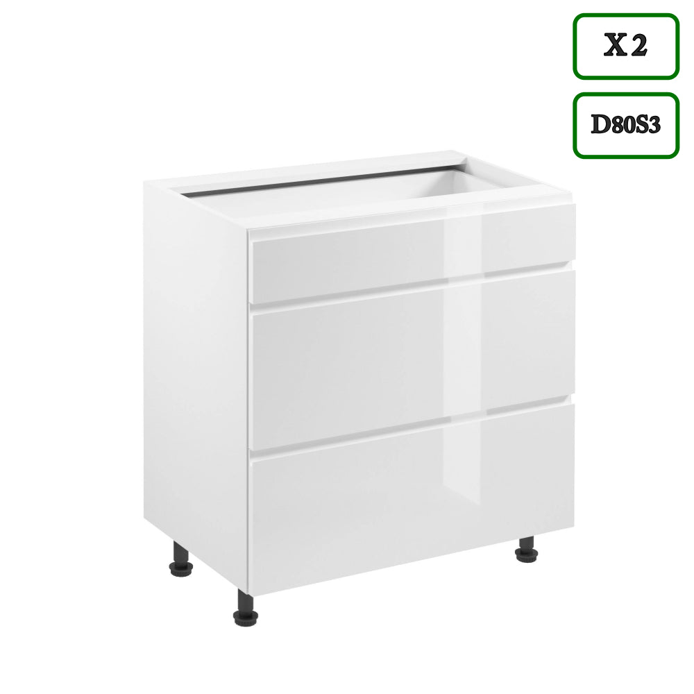 Küchenzeile - Aspen - Weiß (Hochglanz) - K47-G360 cm. - ROYAL24_MARKT