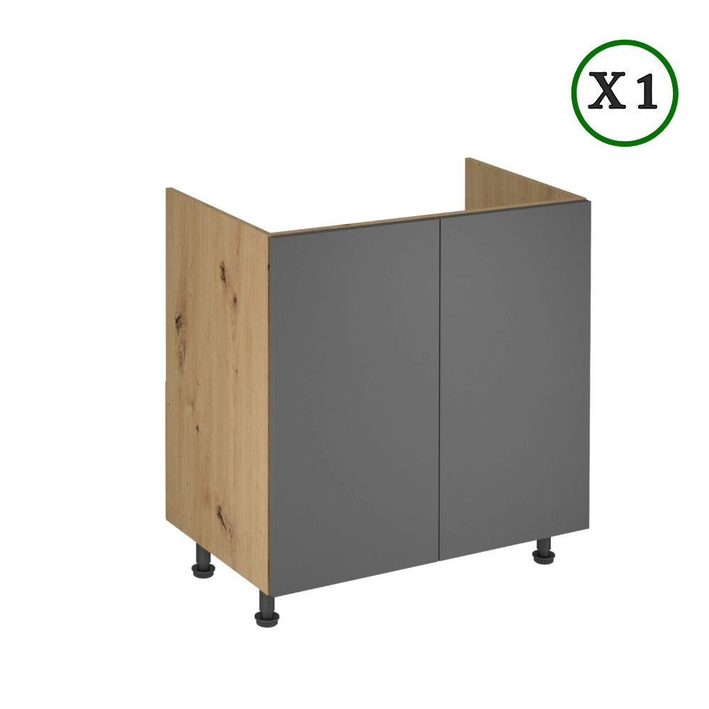 Küchenzeile - Langen - Artisan Eiche & Grau (Matt) - K14-G140 cm