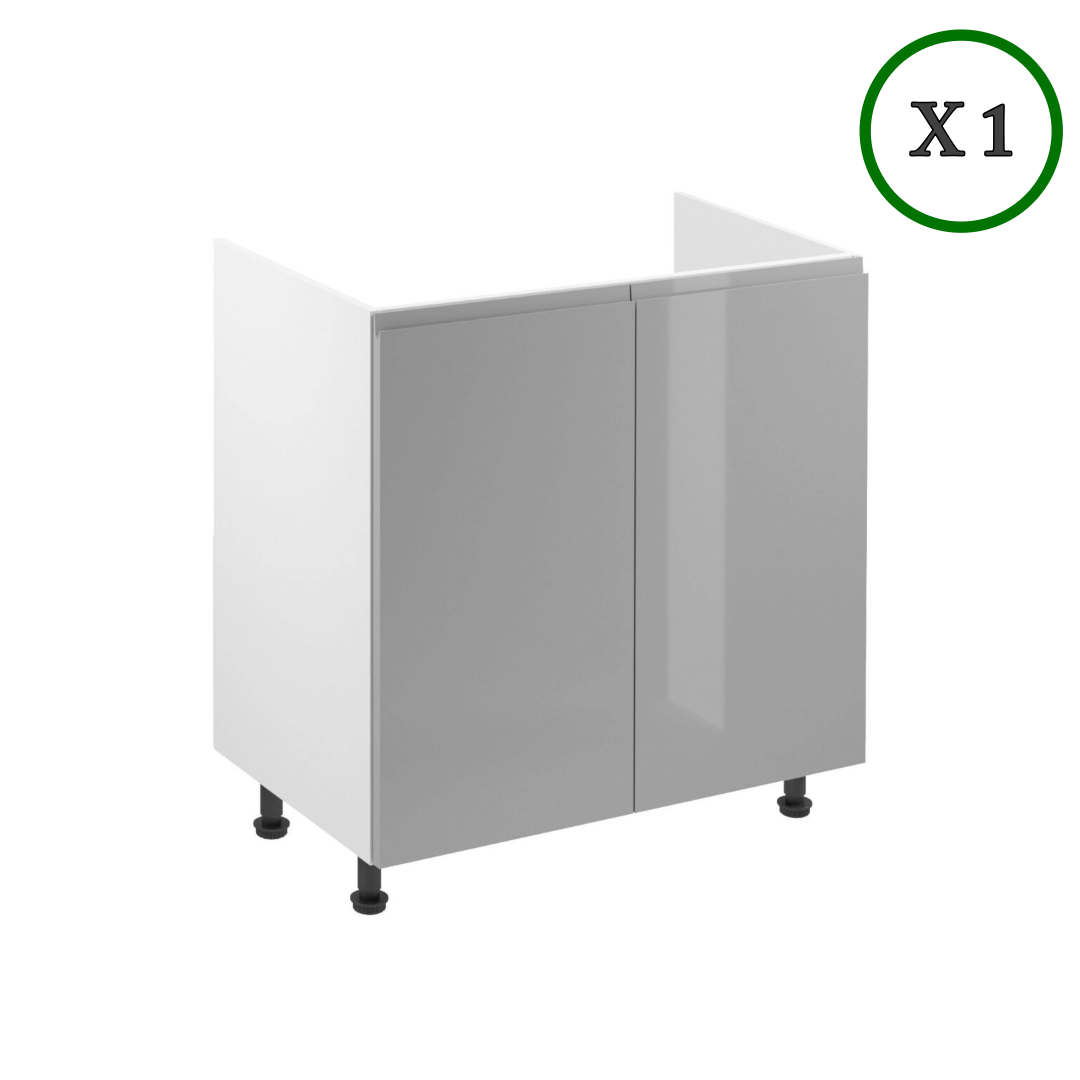 Winkelküche - L-Form Aspen - Grau (Hochglanz) - K54n2-330×210 cm - ROYAL24_MARKT