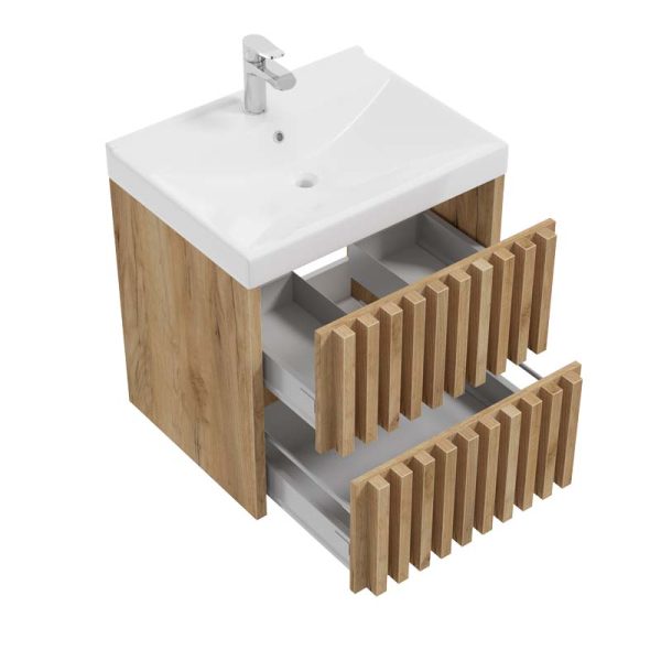 Waschbeckenunterschrank - DELANO D80,60 - Gold Eiche