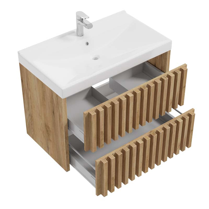 Waschbeckenunterschrank - DELANO D80,60 - Gold Eiche