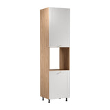 Mikrowellenumbauschrank D60PWN P/L - Sorento Sonoma Eiche Weiß - Elegante und effektive Organisationْ. - ROYAL24_MARKT
