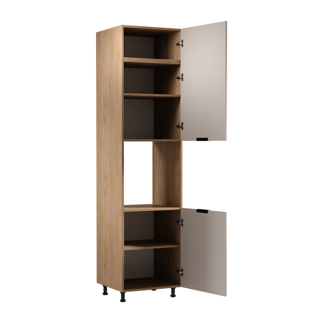 Mikrowellenumbauschrank D60PWN P/L - Sorento Beige Sonoma Eiche - perfekte Ergänzung für Ihre Kücheneinrichtung. - ROYAL24_MARKT