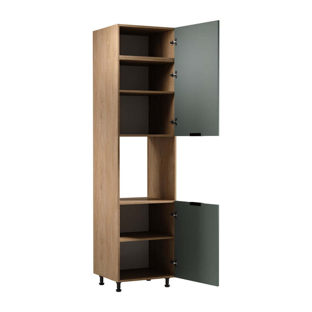 Mikrowellenumbauschrank D60PWN L/L - Sorento Grün Sonoma Eiche - Praktische Aufbewahrung rund um den Herd. - ROYAL24_MARKT