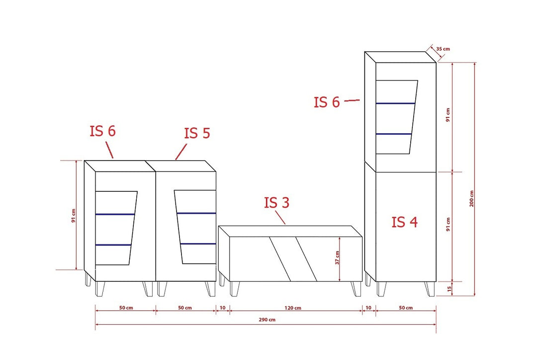 Wohnwand Weiß Hochglanz RTV-Möbel S17 - Modernes Design und stimmungsvolle Beleuchtung.