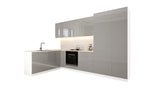 Velmora Winkelküche 310 × 195 cm KÜ-AS-004 – Moderne L-Küche ohne Arbeitsplatte – MDF Fronten – Grau Hochglanz