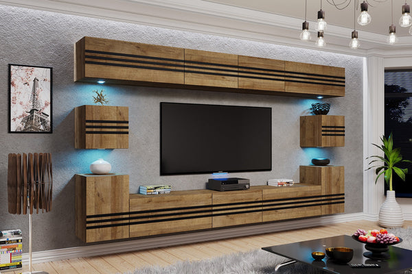 Trendsetter-Wohnwände / Hochwertige Materialien für 2024, (Komplett Set, 11-St., Vitoria - P) - ROYAL24_MARKT