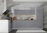 Winkelküche - Aspen - Grau (Hochglanz) - K55-330×210 cm - ROYAL24_MARKT