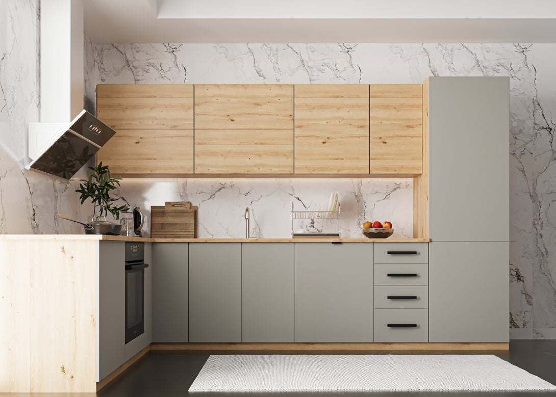 Winkelküche - Langen - Beige / Artisan Eiche - K53-330×210 cm - ROYAL24_MARKT