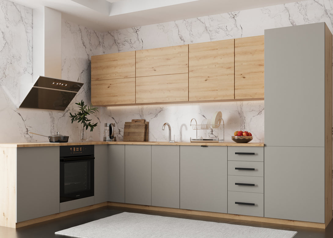 Winkelküche - Langen - Beige / Artisan Eiche - K53-330×210 cm - ROYAL24_MARKT