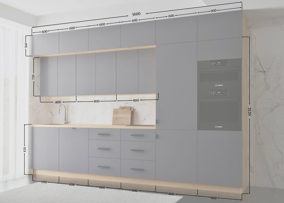 Küchenzeile - Langen - Grau - K50-G360 cm - ROYAL24_MARKT