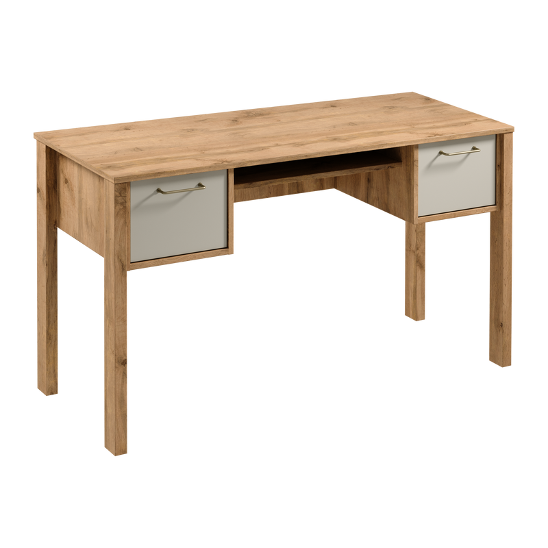 Velario Stilvoller Schreibtisch mit 2 Schubladen und goldfarbenen Metallgriffen