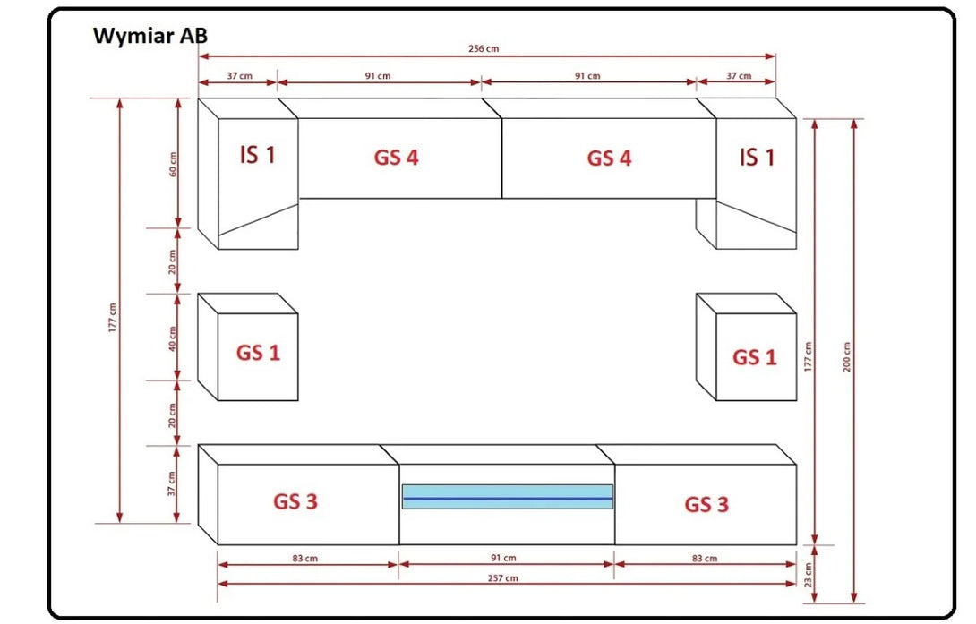 Wohnwand - Neue Wohnzimmer Wandstile / Modern und Innovativ, (Komplett Set, 1-St., Premium - Doris S62), Funktional / Ästhetisch / Modern.