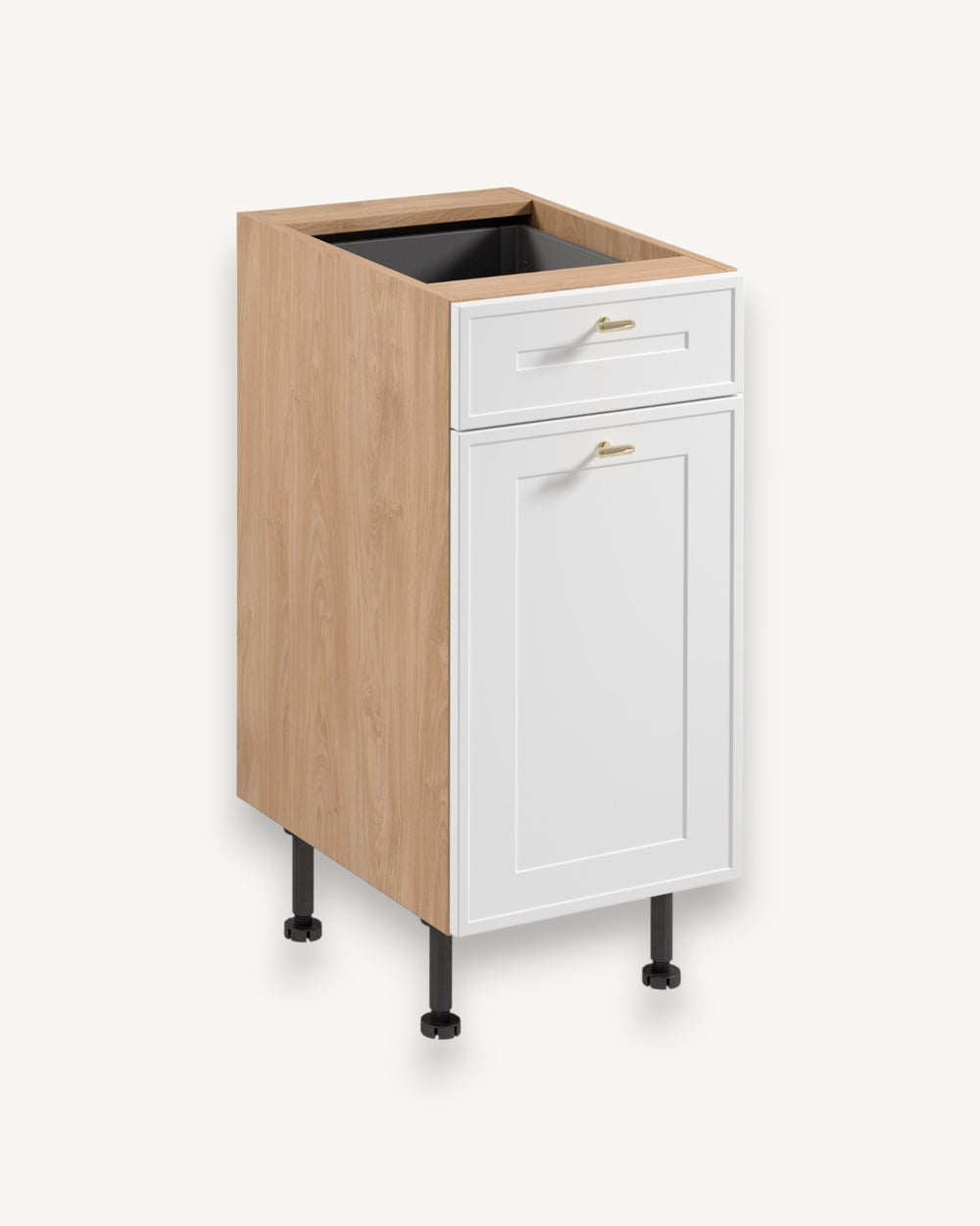 Unterschrank D40S1 P/L – Sorento Sonoma Eiche Weiß – Schlichtes und elegantes Design für Ihre Küche.
