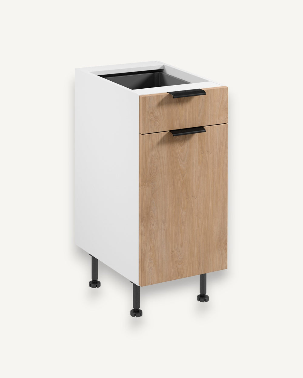 Unterschrank D40S1 P/L – Sorento Weiß Sonoma Eiche – Praktisches und organisiertes Design.