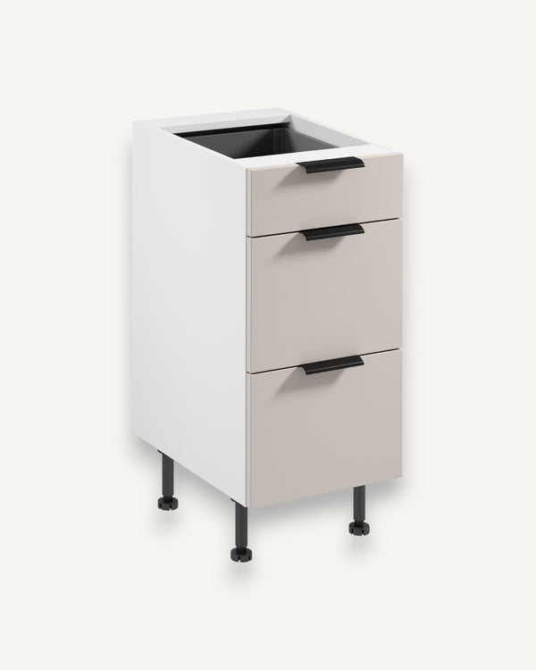 Unterschrank D40S3 AX - Sorento Weiß Beige - Praktisches Design mit 3 Schubladen. - ROYAL24_MARKT