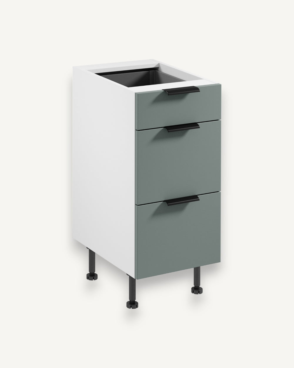 Unterschrank D40S3 P/L AX – Sorento Weiß Grün – Robust, funktional und stilvoll zugleich.
