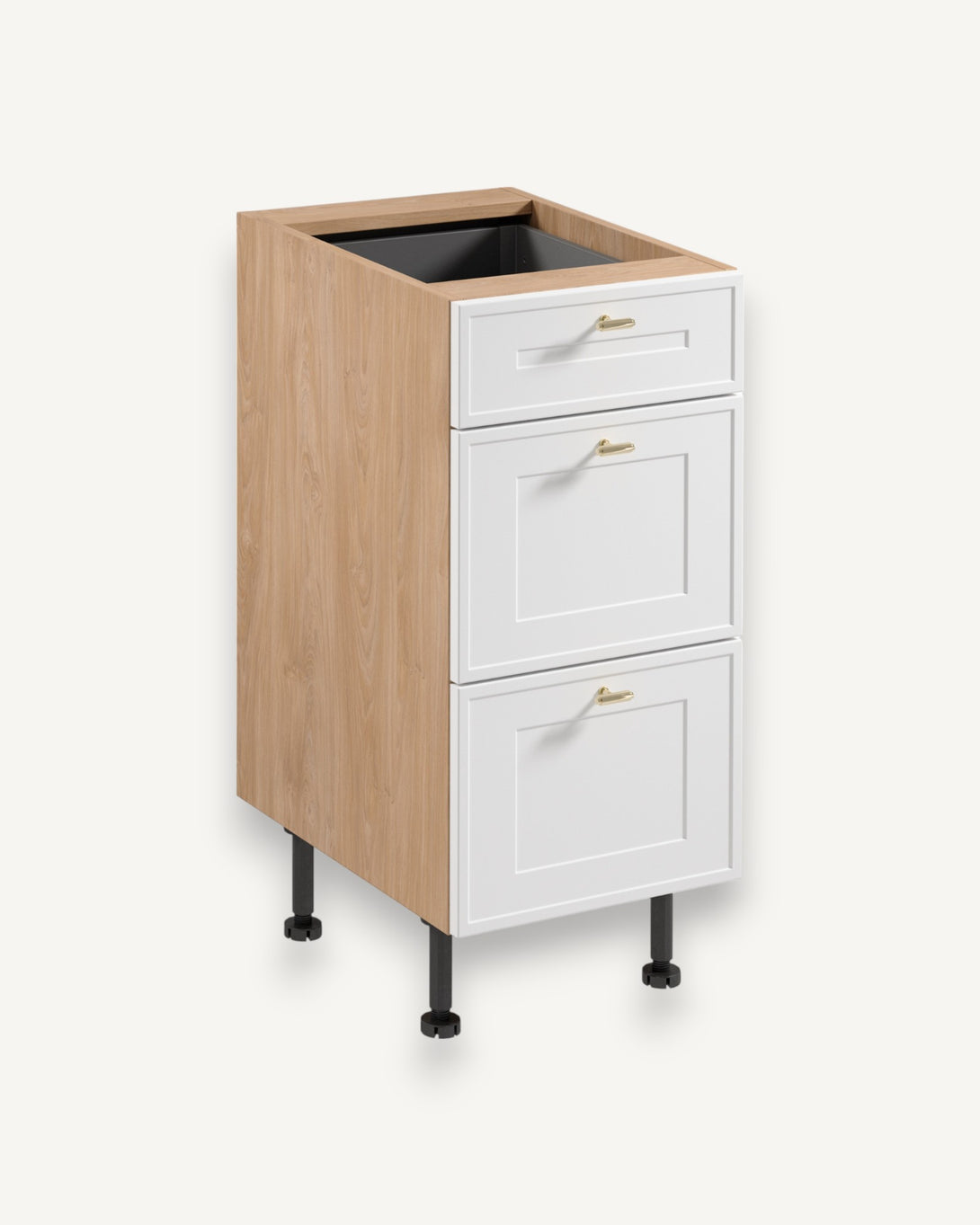 Unterschrank D40S3 AX -Sorento Sonoma Eiche Weiß - 3 Schubladen für eine effektive Organisation Ihrer Werkzeuge. - ROYAL24_MARKT