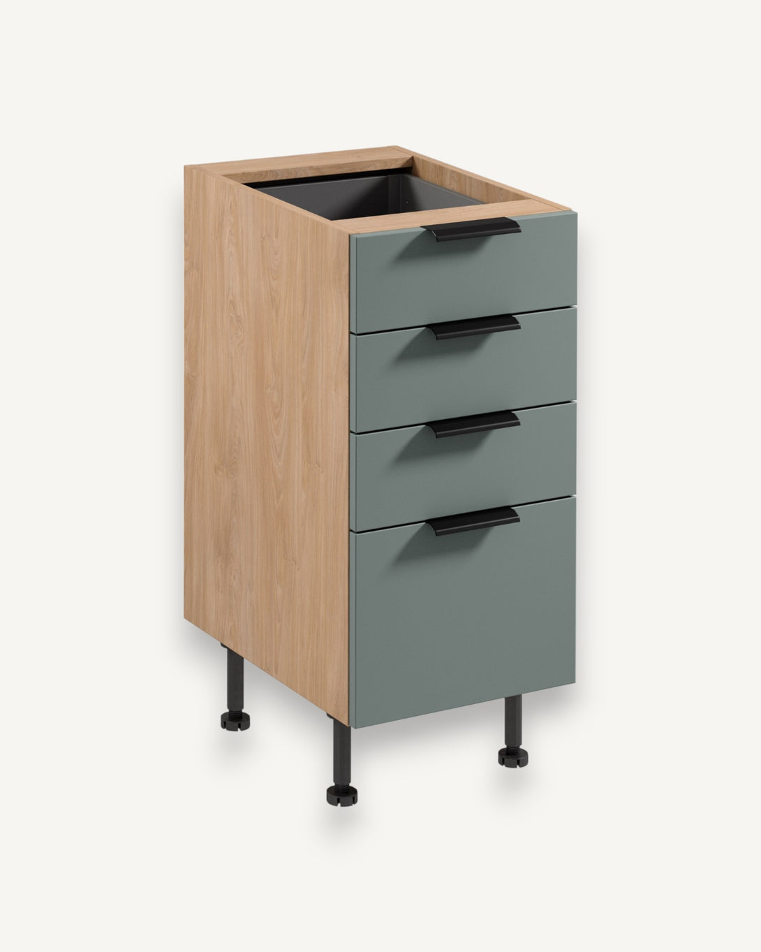 Unterschrank D40S4 AX - Sorento Grün Sonoma Eiche - Platzwunder für jede Küchengröße. - ROYAL24_MARKT