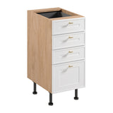 Unterschrank  D40S4 AX - Sorento Sonoma Eiche Weiß - Markantes Design mit 4 Schubladen für mehr Organisation. - ROYAL24_MARKT