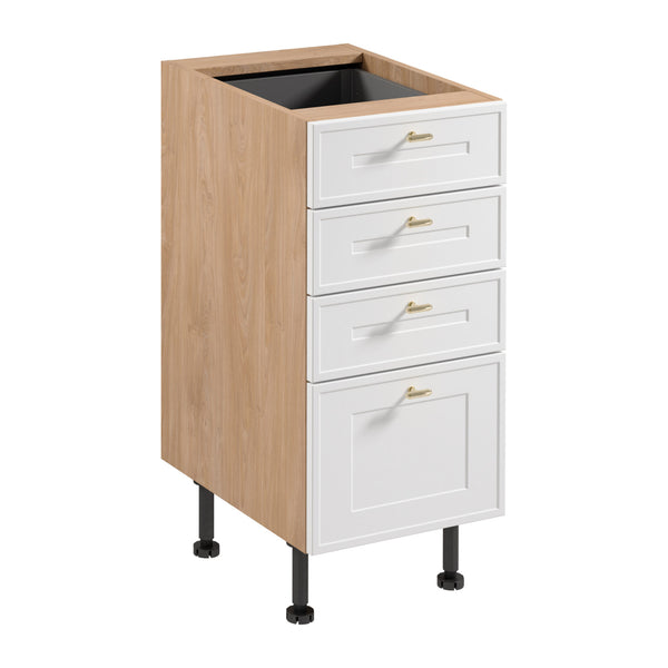 Unterschrank  D40S4 AX - Sorento Sonoma Eiche Weiß - Markantes Design mit 4 Schubladen für mehr Organisation. - ROYAL24_MARKT