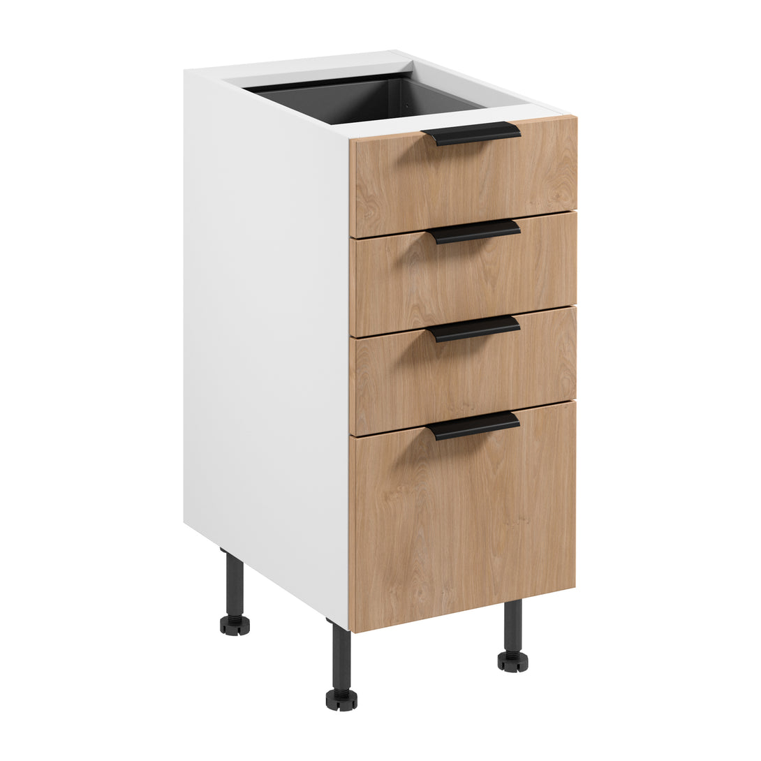 Unterschrank  D40S4 AX - Sorento Weiß Sonoma Eiche - Markantes Design, 4 praktische Schubladen für Ihre Küche. - ROYAL24_MARKT