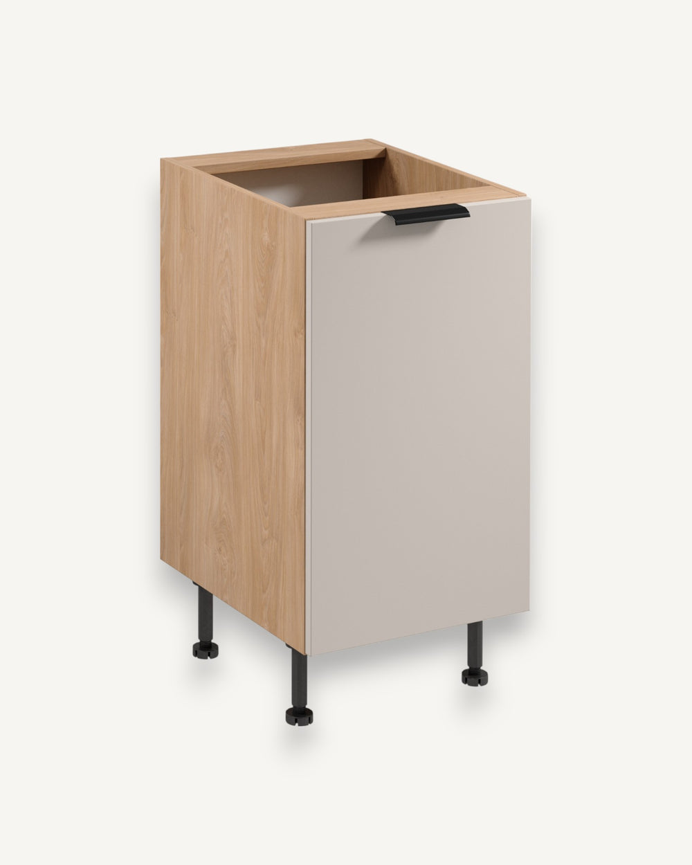 Unterschrank D45 P/L – Sorento Beige Sonoma Eiche – Clevere Organisation Ihrer Küchenutensilien.