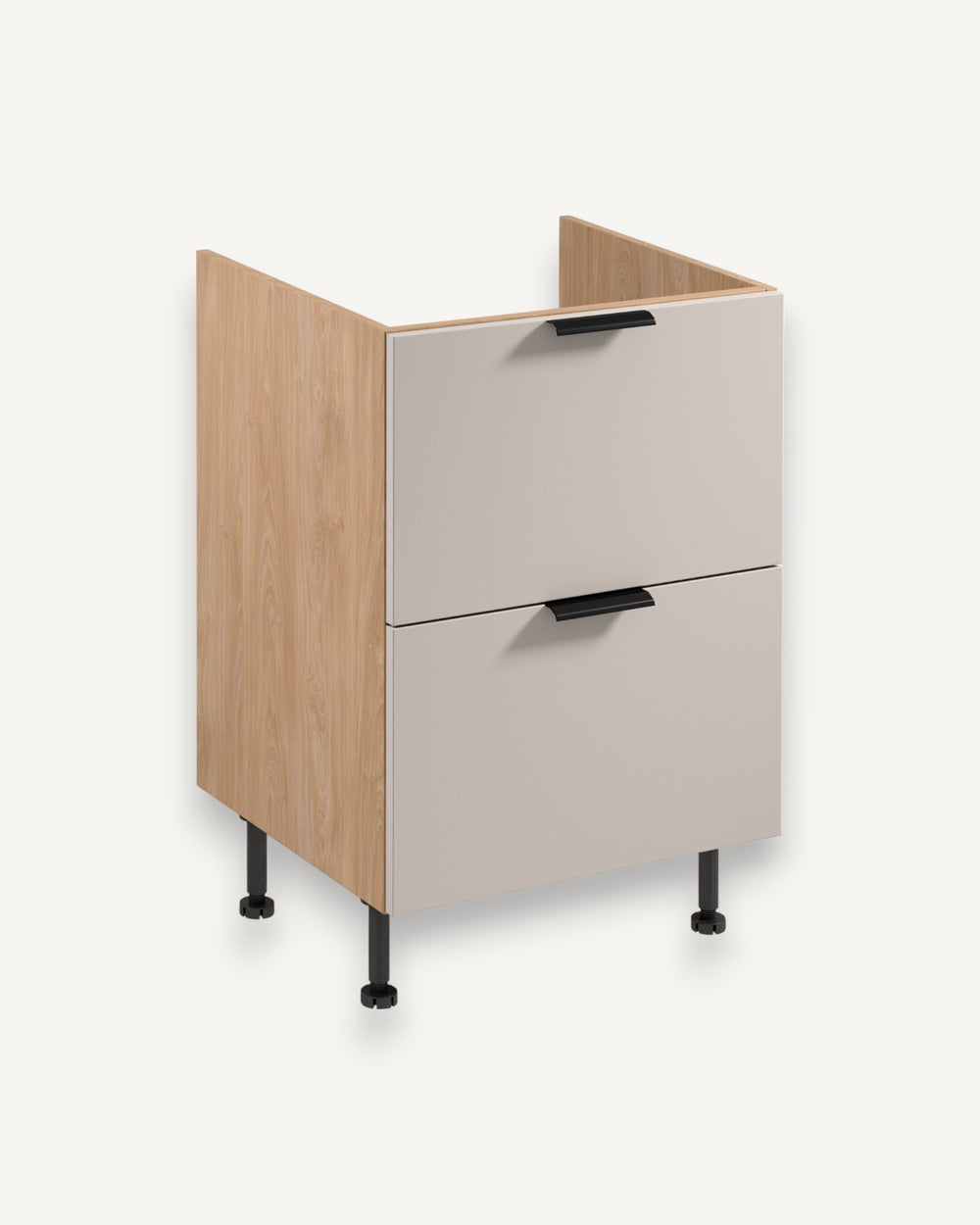 Spülenunterschrank D60IN AX – Sorento Beige Sonoma Eiche – Bietet viel Stauraum für Küchenutensilien.