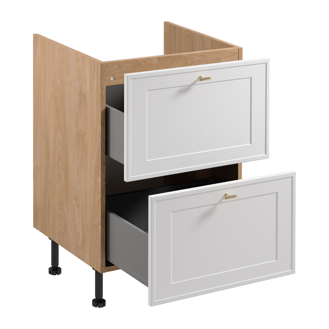 Spülenunterschrank D60IN AX - Sorento Sonoma Eiche Weiß - Elegantes und organisiertes Design für Ihre Küche. - ROYAL24_MARKT