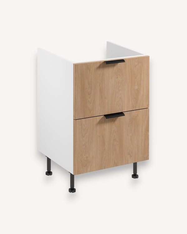 Spülenunterschrank D60IN AX - Sorento Weiß Sonoma Eiche - Praktisches und elegantes Design mit Stauraum. - ROYAL24_MARKT