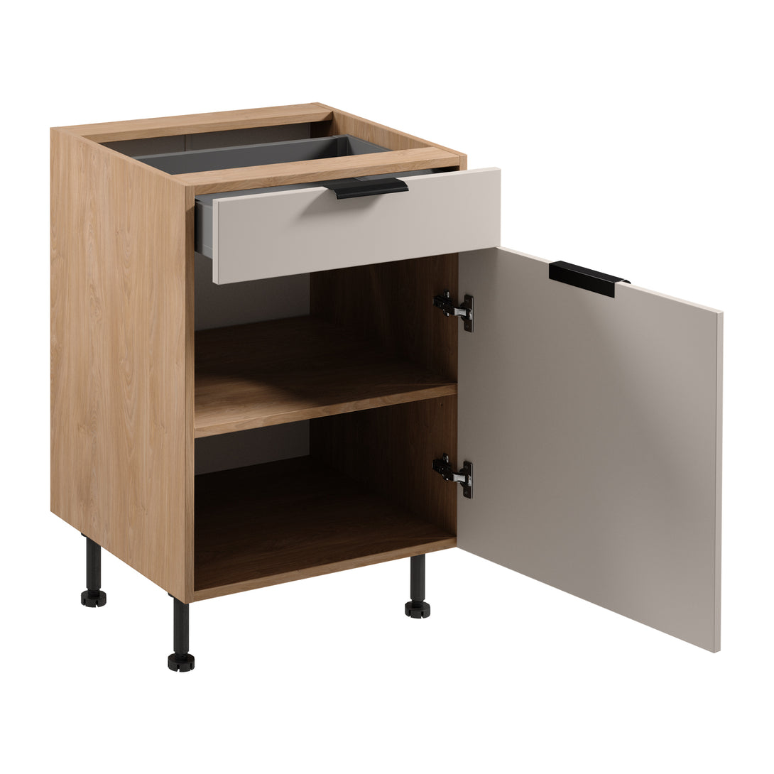 Unterschrank D60S1 P/L AX - Sorento Beige Sonoma Eiche - geräumige Stauraumlösung für Ihre Küche - ROYAL24_MARKT